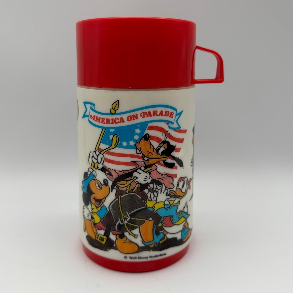 Vintage Aladdin Disney America On Parade Thermos Mickey Donald Goofy USA